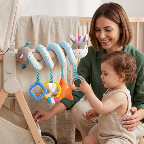 True Haven | Safari Baby Pram Toy – Interactive Toy for Toddlers, Supports Motor Skills