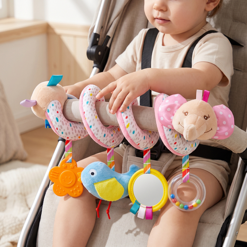 True Haven | Safari Baby Pram Toy – Interactive Toy for Toddlers, Supports Motor Skills