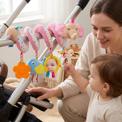 True Haven | Safari Baby Pram Toy – Interactive Toy for Toddlers, Supports Motor Skills