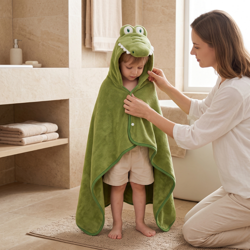 True Haven | Bubble Hooded Baby Towel – Supportive Nursery Essential, Sturdy & Comfortable