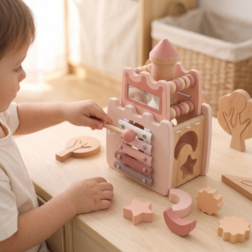 True Haven | Castle Baby Activity Cube – Hands-On Sensory Play, Encourages Early Learning