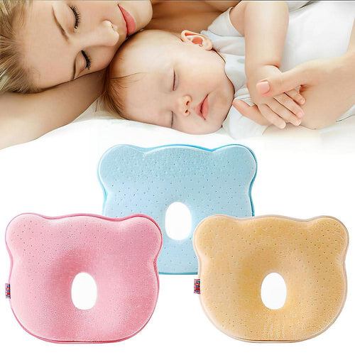 True Haven | Memory Foam Baby Head Support Pillow – Breathable 3D Air Mesh, Organic Cotton Cover