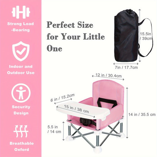 True Haven | Travel Booster Seat – Compact & Foldable, Removable Tray with Safety Straps
