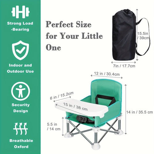 True Haven | Travel Booster Seat – Compact & Foldable, Removable Tray with Safety Straps