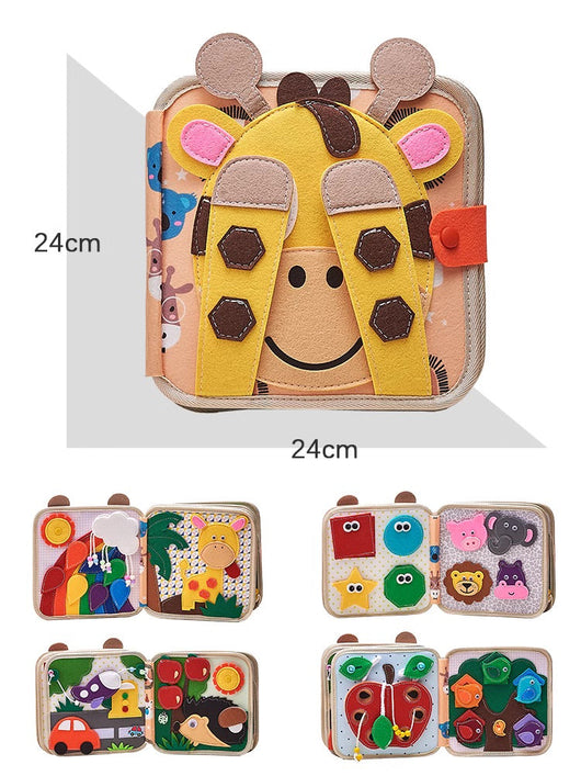 True Haven | Giraffe Quiet Book – Felt Busy Book for Toddlers, Compact & Portable