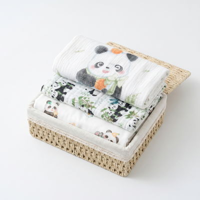 True Haven | Panda Baby Bath Gift Basket – Newborn Care Set with Towel, Washcloths & Changing Pad