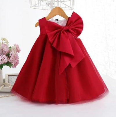 True Haven | Girls' Big Bow Party Dress – Soft Comfortable Fabric, Perfect for Birthdays & Celebrations