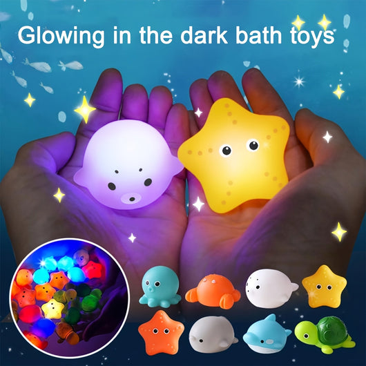 True Haven | Light-Up Floating Bath Toys – No-Hole Mold-Free Design, Sea Animal Set