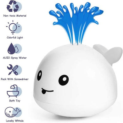 True Haven | Light-Up Whale Bath Toy – Rechargeable Water Spray Fountain, No Batteries Needed