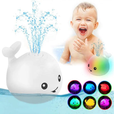 True Haven | Light-Up Whale Bath Toy – Rechargeable Water Spray Fountain, No Batteries Needed