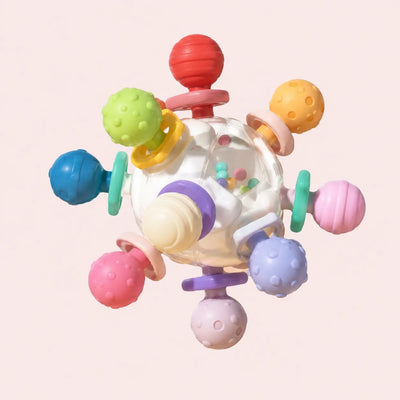 True Haven | Montessori Sensory Teether Rattle – Silicone Teething Balls & Spinning Toy, 0-12 Months