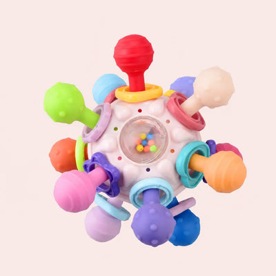 True Haven | Montessori Sensory Teether Rattle – Silicone Teething Balls & Spinning Toy, 0-12 Months