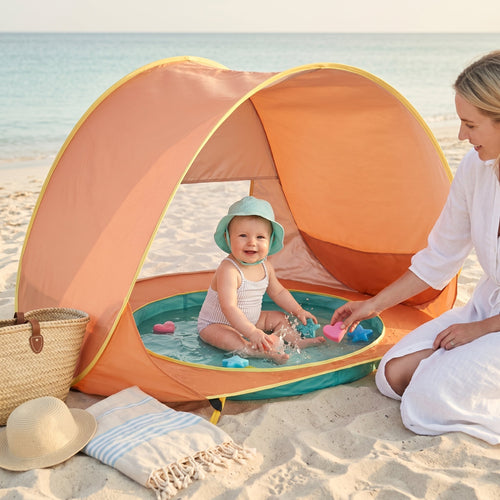 True Haven | Baby Beach Tent with Paddling Pool – Travel-Ready Baby Essential, Easy to Pack