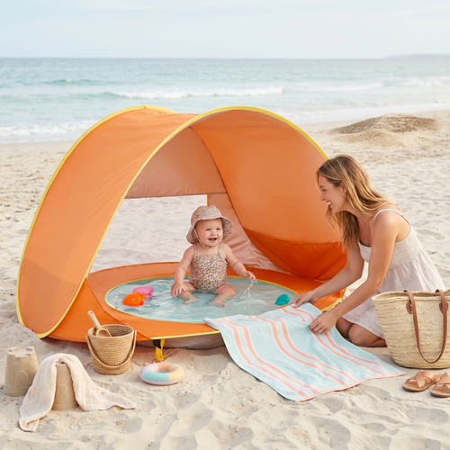 True Haven | Baby Beach Tent with Paddling Pool – Travel-Ready Baby Essential, Easy to Pack
