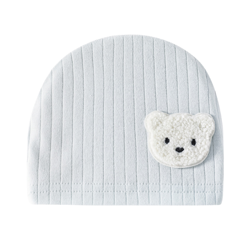 True Haven | Newborn Baby Beanie Hat – Soft Cotton Bear Design Cap for Infants, 4 Colors