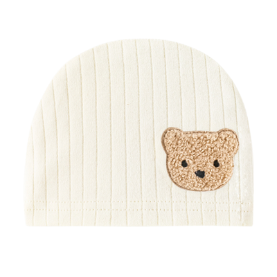 True Haven | Newborn Baby Beanie Hat – Soft Cotton Bear Design Cap for Infants, 4 Colors