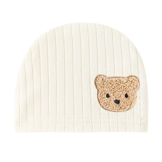 True Haven | Newborn Baby Beanie Hat – Soft Cotton Bear Design Cap for Infants, 4 Colors