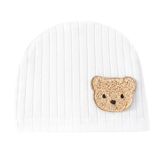 True Haven | Newborn Baby Beanie Hat – Soft Cotton Bear Design Cap for Infants, 4 Colors