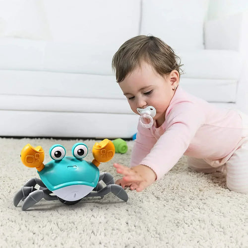 True Haven | Crawling Crab Tummy Time Toy with Pillow – Infrared Obstacle Sensors, Encourages Crawling & Coordination