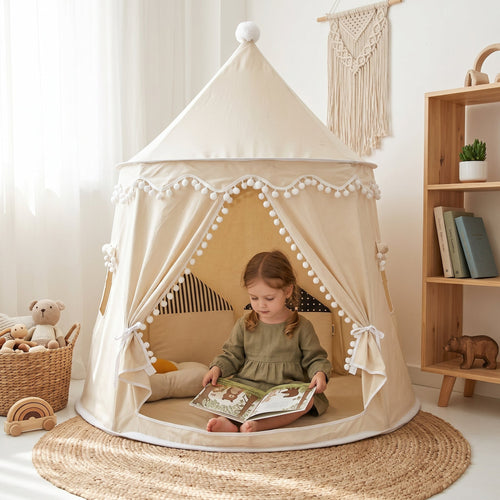 True Haven | Canvas Play Teepee – Screen-Free Developmental Toy, Safe for Little Hands