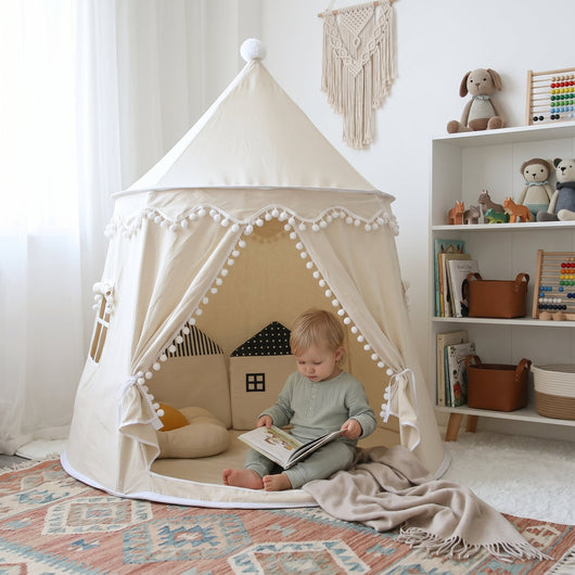 True Haven | Canvas Play Teepee – Screen-Free Developmental Toy, Safe for Little Hands