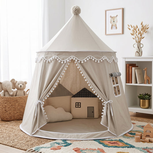 True Haven | Canvas Play Teepee – Screen-Free Developmental Toy, Safe for Little Hands