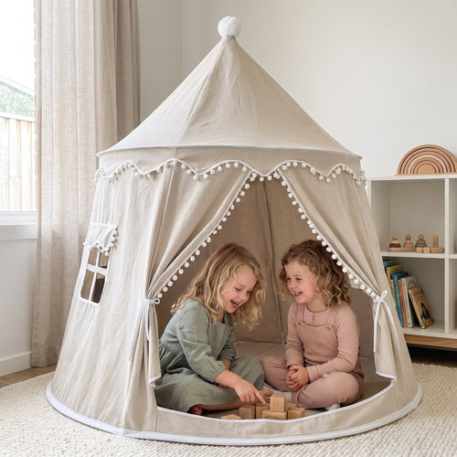 True Haven | Canvas Play Teepee – Screen-Free Developmental Toy, Safe for Little Hands