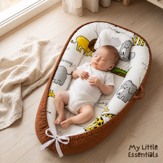 True Haven | Foldable Baby Lounger – Portable Newborn Nest with Cushioned Edges, 12 Designs