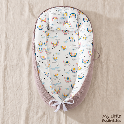 True Haven | Foldable Baby Lounger – Portable Newborn Nest with Cushioned Edges, 12 Designs
