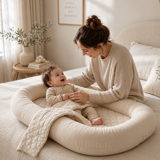 True Haven | Signature Baby Nest & Cover Set – Womb-Inspired Newborn Lounger, 4 Colors, Free Cover Included