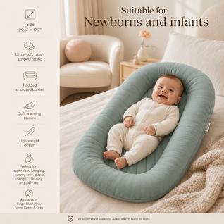 True Haven | Signature Baby Nest & Cover Set – Womb-Inspired Newborn Lounger, 4 Colors, Free Cover Included
