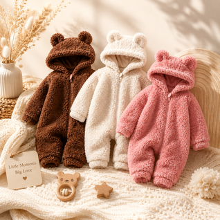 True Haven | Fleece Baby Jumpsuit – Cozy Hypoallergenic Onesie for Infants, 0-18 Months, 3 Colors