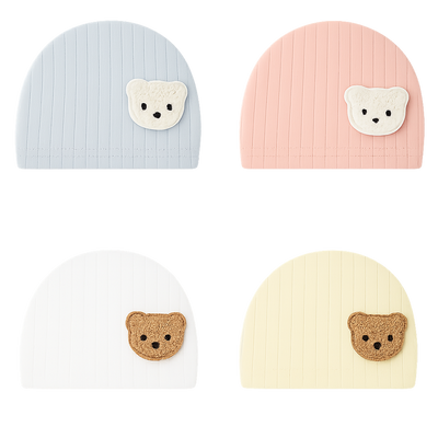 True Haven | Newborn Baby Beanie Hat – Soft Cotton Bear Design Cap for Infants, 4 Colors