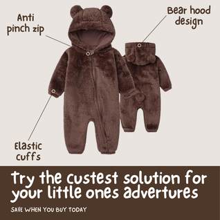 True Haven | Fleece Baby Jumpsuit – Cozy Hypoallergenic Onesie for Infants, 0-18 Months, 3 Colors