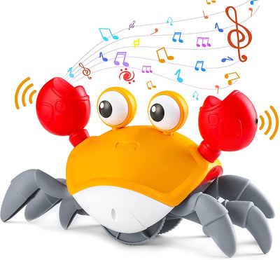 True Haven | Crawling Crab Tummy Time Toy with Pillow – Infrared Obstacle Sensors, Encourages Crawling & Coordination