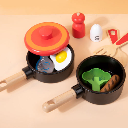 True Haven | Wooden Cooking Pot Set for Kids – Encourages Imaginative Play, Safe Eco-Friendly Wood