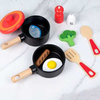True Haven | Wooden Cooking Pot Set for Kids – Encourages Imaginative Play, Safe Eco-Friendly Wood