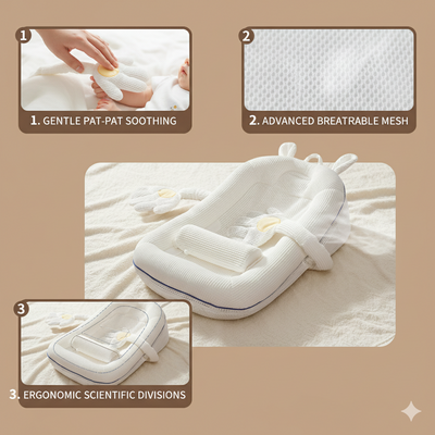 True Haven | Baby Reflux Wedge Sleeper – 3-Level Incline Sleeper with Patting Toy Arch, 0-2 Years