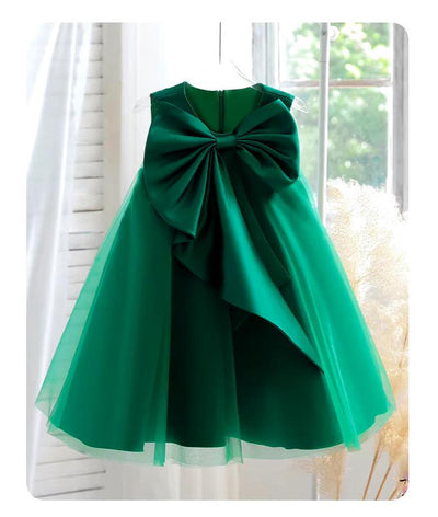 True Haven | Girls' Big Bow Party Dress – Soft Comfortable Fabric, Perfect for Birthdays & Celebrations