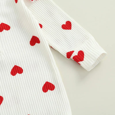 True Haven | Baby Girl Romper & Headband Set – Soft Cotton Comfort, Adorable Heart Print Design
