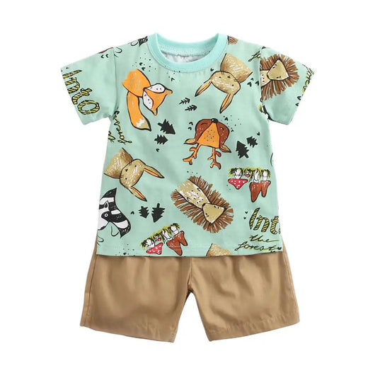 True Haven | Boys Cartoon Print Top & Shorts Set – Soft Breathable Cotton, Comfortable Everyday Wear