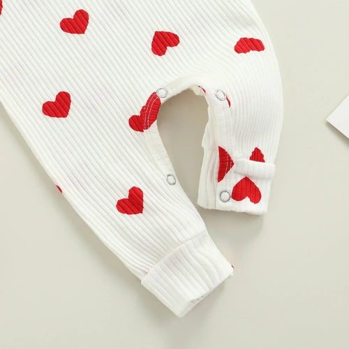 True Haven | Baby Girl Romper & Headband Set – Soft Cotton Comfort, Adorable Heart Print Design