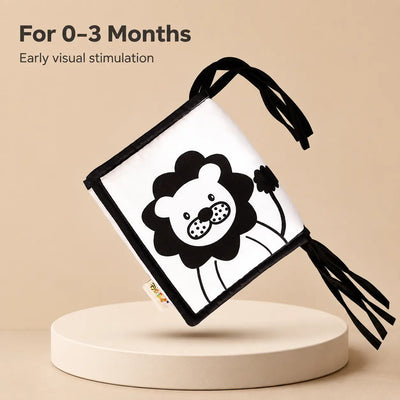 True Haven | High-Contrast Baby Book – Black & White Cloth Crinkle Book for Newborn Visual Development