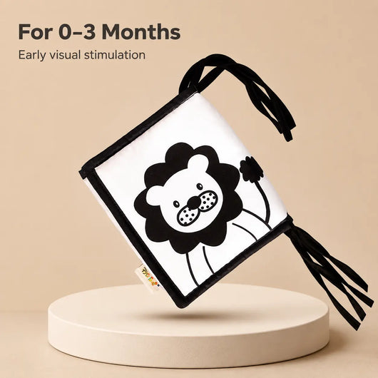 True Haven | High-Contrast Baby Book – Black & White Cloth Crinkle Book for Newborn Visual Development