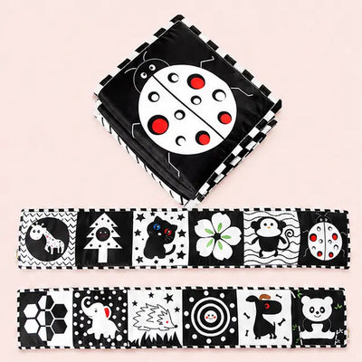 True Haven | High-Contrast Baby Book – Black & White Cloth Crinkle Book for Newborn Visual Development