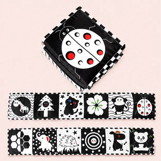 True Haven | High-Contrast Baby Book – Black & White Cloth Crinkle Book for Newborn Visual Development