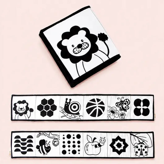 True Haven | High-Contrast Baby Book – Black & White Cloth Crinkle Book for Newborn Visual Development