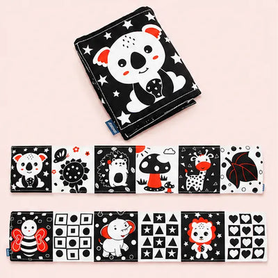 True Haven | High-Contrast Baby Book – Black & White Cloth Crinkle Book for Newborn Visual Development