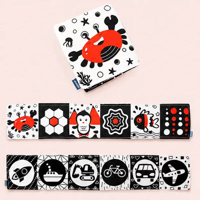 True Haven | High-Contrast Baby Book – Black & White Cloth Crinkle Book for Newborn Visual Development