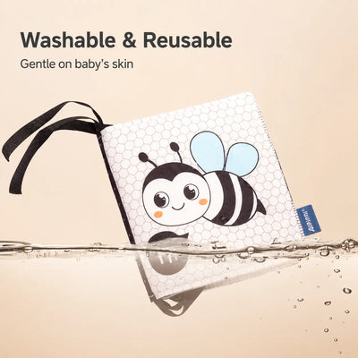 True Haven | High-Contrast Baby Book – Black & White Cloth Crinkle Book for Newborn Visual Development